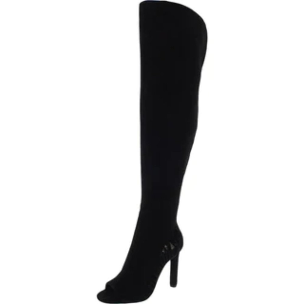 VINCE CAMUTO Shassa Suede Open Toe Over-The-Knee Boots in Black Size 5.5 New